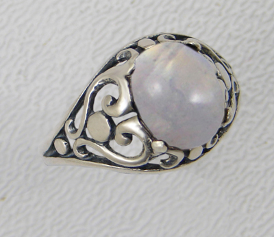 Sterling Silver Filigree Heart Ring With Rainbow Moonstone Size 6 Sterling Silver Filigree Heart Ring With Rainbow Moonstone Size 6